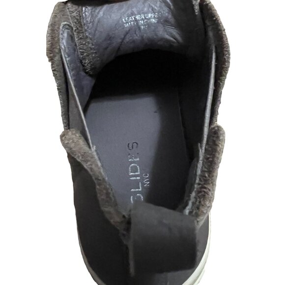 J Slides NYC Ankle Sneakers Gray Leather Sz 7 M Womens Flat - Picture 7 of 15